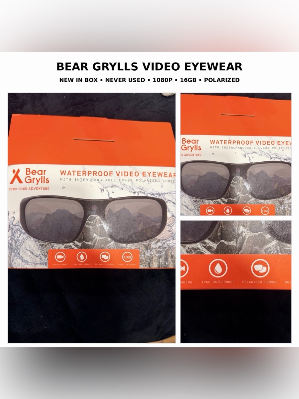 Waterproof Video Eyewear - Black Polarized Sunglasses with 16GB